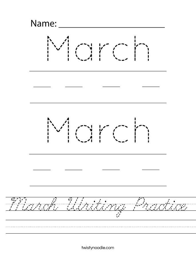 March Writing Practice Worksheet