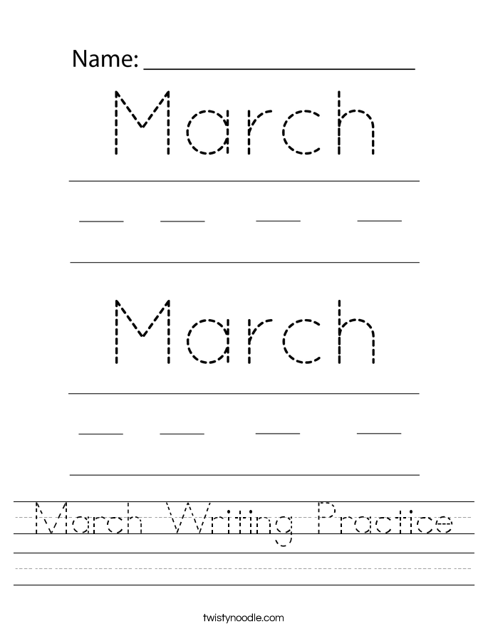 March Writing Practice Worksheet