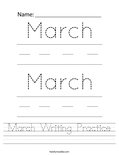 March Writing Practice Worksheet
