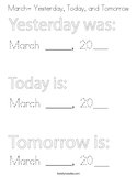 March- Yesterday, Today, and Tomorrow Coloring Page