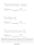 March- Yesterday, Today, and Tomorrow Worksheet