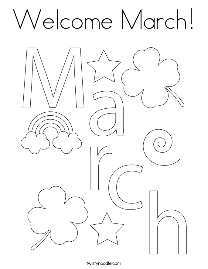 March Coloring Page Twisty Noodle