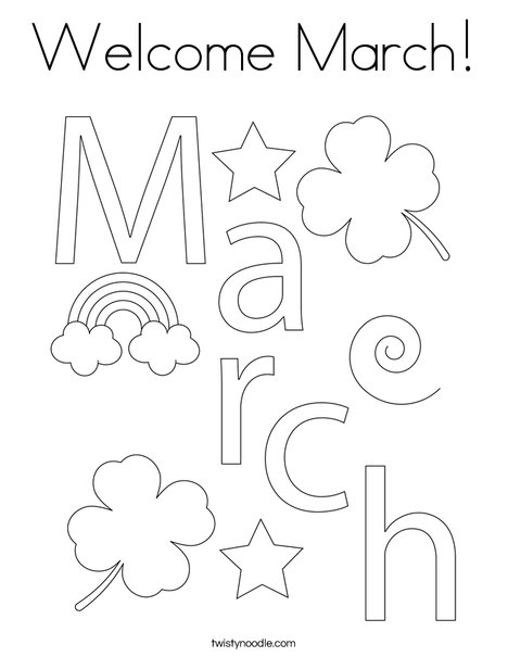 Welcome March Coloring Page - Twisty Noodle