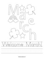 Welcome March Handwriting Sheet