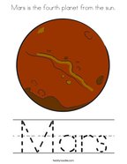 Mars is the fourth planet from the sun Coloring Page