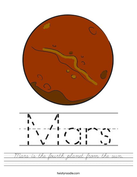 Mars is the fourth planet from the sun. Worksheet