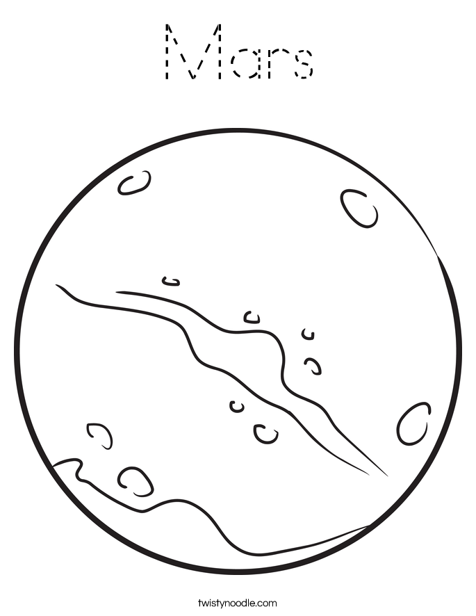 Mars Coloring Page - Tracing - Twisty Noodle