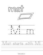 Mat starts with M Handwriting Sheet