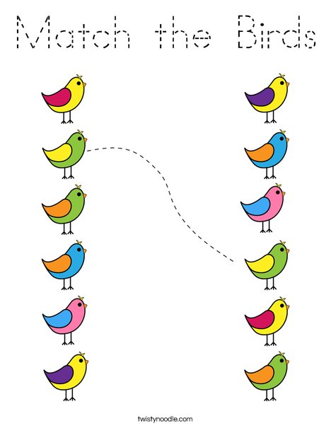Match the Birds Coloring Page