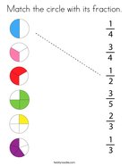 Match the circle with its fraction Coloring Page