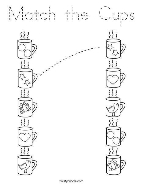 Match the Cups Coloring Page