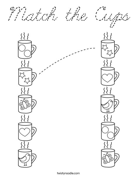 Match the Cups Coloring Page