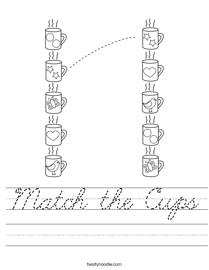 Match the Cups Worksheet