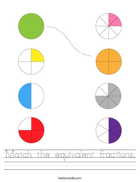match the equivalent fractions worksheet twisty noodle