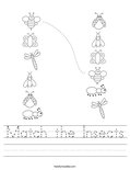 Match the Insects Worksheet