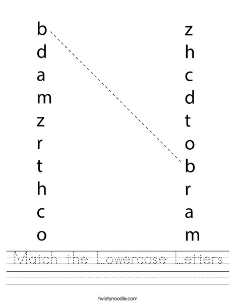 Match the Lowercase Letters Worksheet