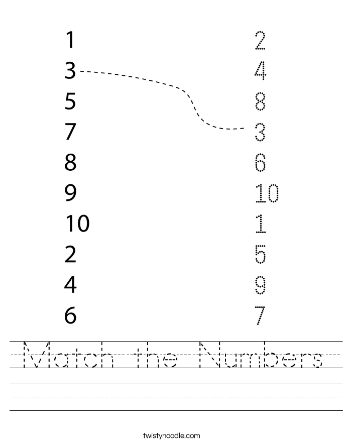 Match the Numbers Worksheet