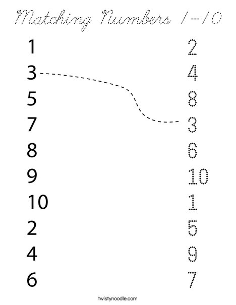 Match the Numbers Coloring Page