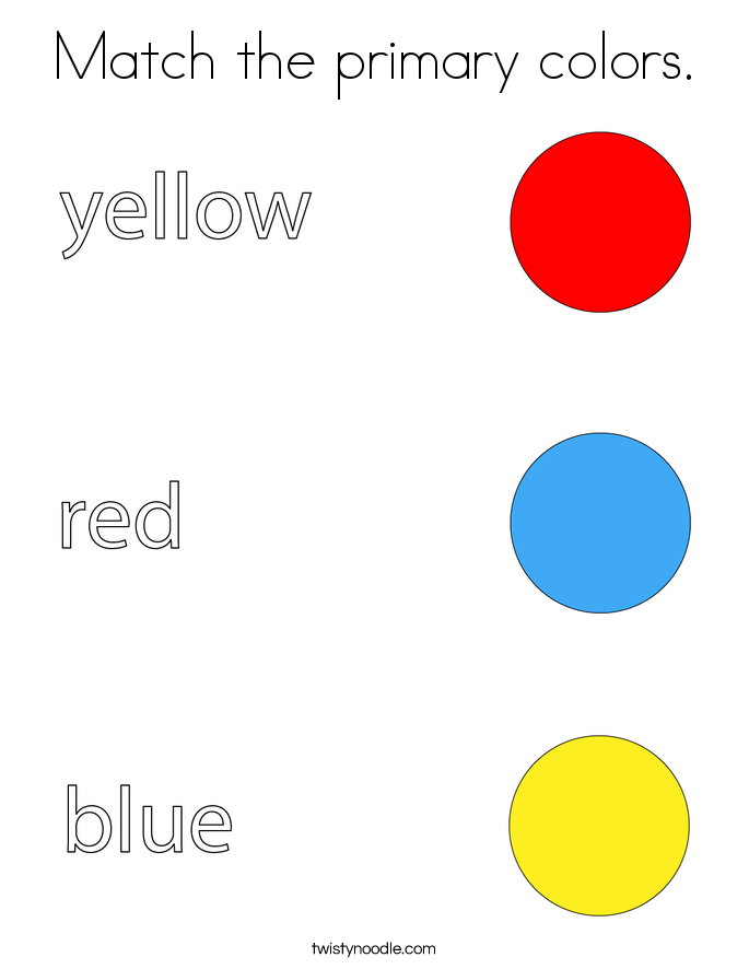 Match the primary colors. Coloring Page