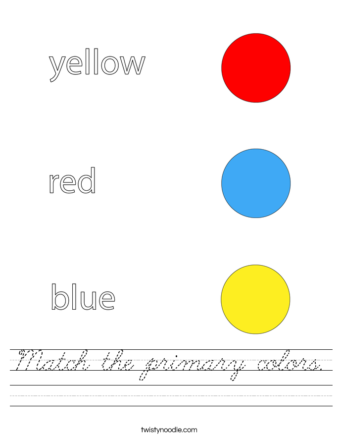 Match the primary colors. Worksheet