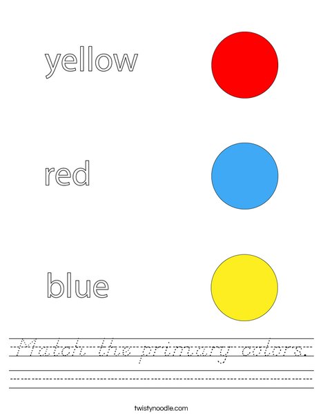Match the primary colors. Worksheet