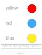Match the primary colors Handwriting Sheet