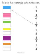 Match the rectangle with its fraction Coloring Page