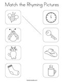 Match the Rhyming Pictures Coloring Page