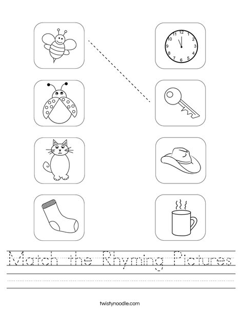 Match the Rhyming Pictures Worksheet