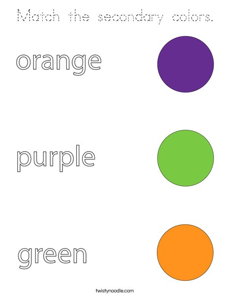 Match the secondary colors. Coloring Page