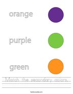 Match the secondary colors Handwriting Sheet
