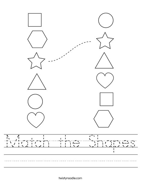 match the shapes worksheet twisty noodle