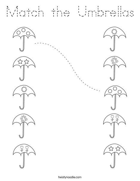 Match the Umbrellas Coloring Page