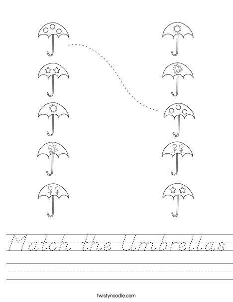 Match the Umbrellas Worksheet