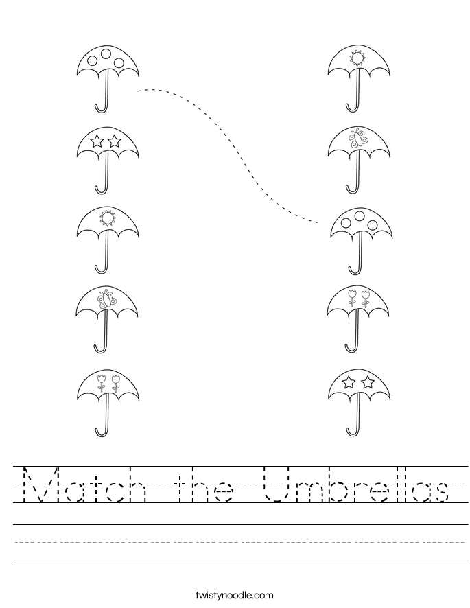 Match the Umbrellas Worksheet