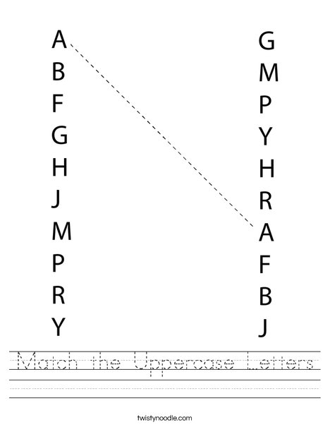 match the uppercase letters worksheet twisty noodle