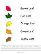 Draw a line to the correct color Handwriting Sheet