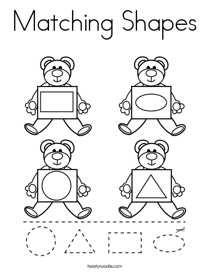 Matching Shapes Coloring Page - Twisty Noodle