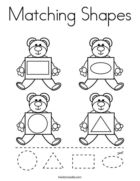 matching shapes coloring page twisty noodle