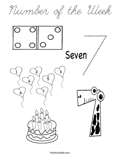 Math Centers Number 7 Coloring Page