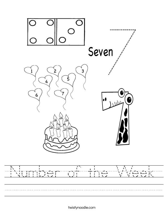 Number Of The Week Worksheet Twisty Noodle Number Of The Week Worksheet Twisty Noodle
