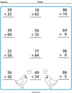 2 Digit Addition with Carrying Math Worksheet