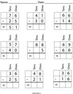Math worksheets 2nd grade subtraction