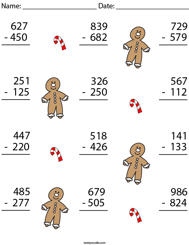 Gingerbread man math worksheets