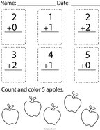 preschool math homework sheets Add Within 5 Flashcards Math Worksheet