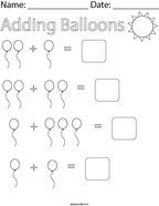 preschool math homework sheets Adding Balloons Math Worksheet