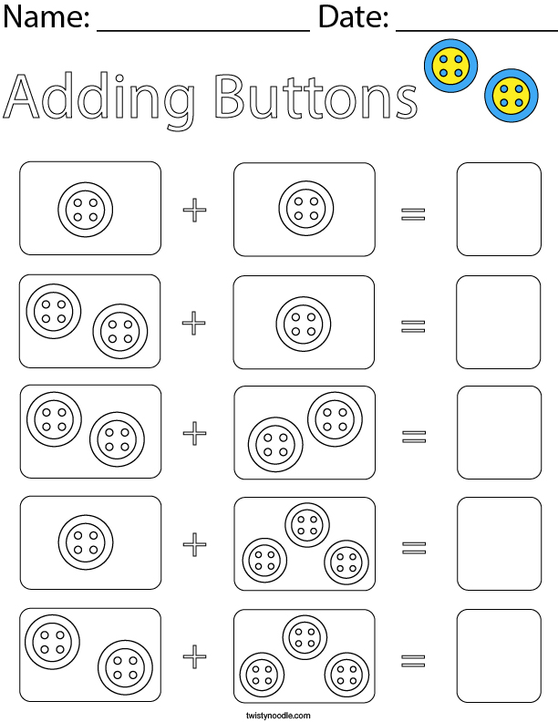 Adding Buttons Math Worksheet