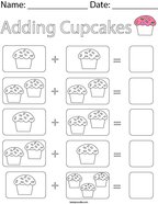 preschool math homework sheets Adding Cupcakes Math Worksheet