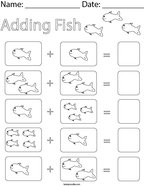 preschool math homework sheets Adding Fish Math Worksheet