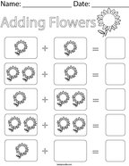 preschool math homework sheets Adding Flowers Math Worksheet